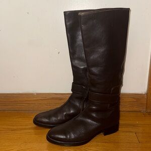 Jil Sander Dark Brown Leather Knee Boots